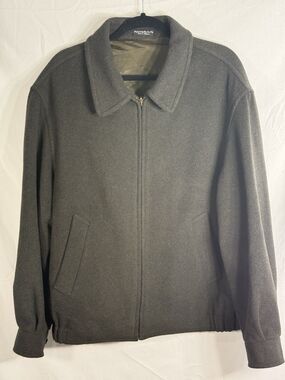 Vintage Mens San -Felice Wool/Cashmere Blend Zipper Bomber Jacket Size M/L Gray